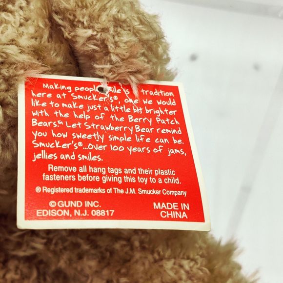 GUND Smuckers Strawberry Bear Berry Patch Bear 9" Plush - Picture 5 of 8